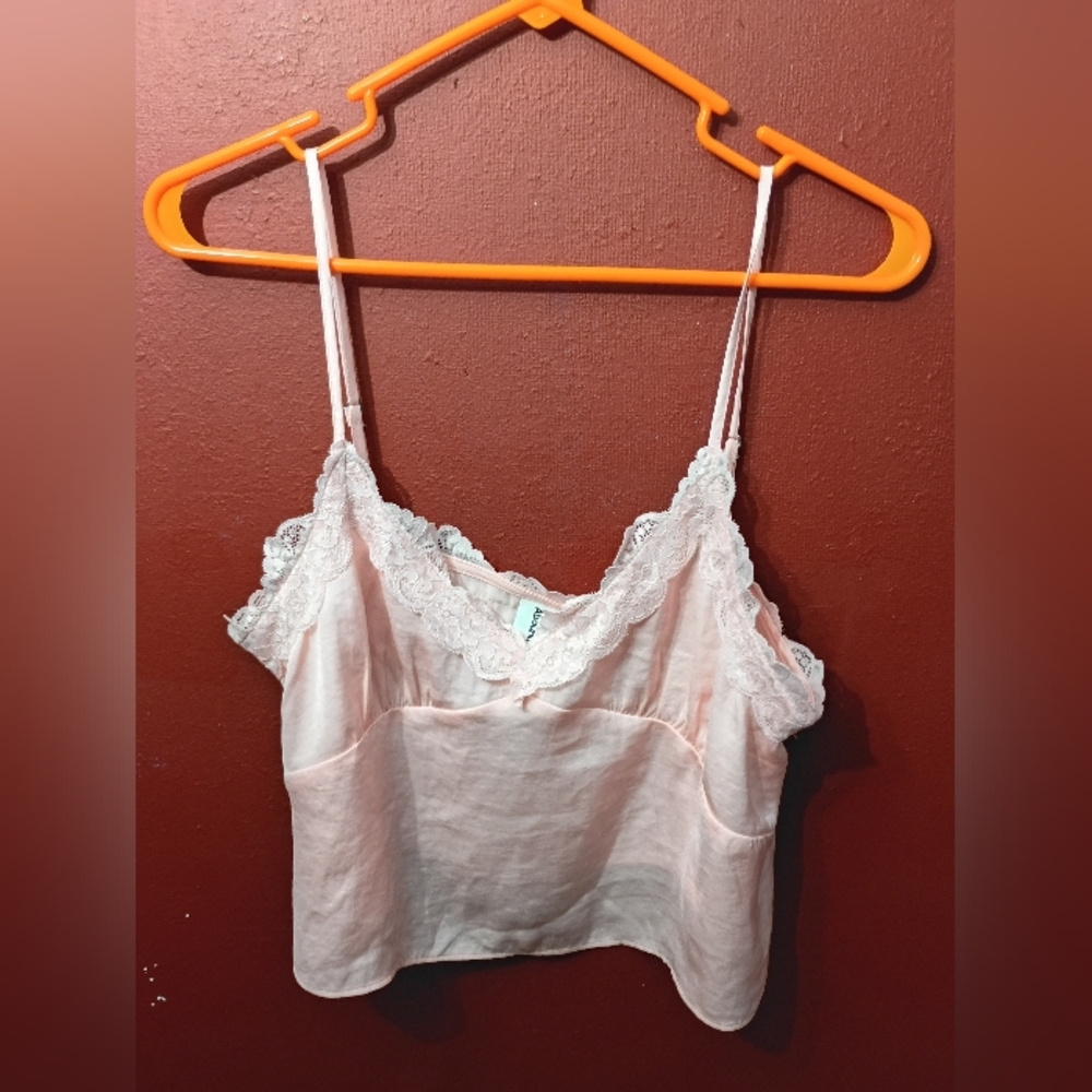 Abound Blush Lace-Trimmed Cropped Top